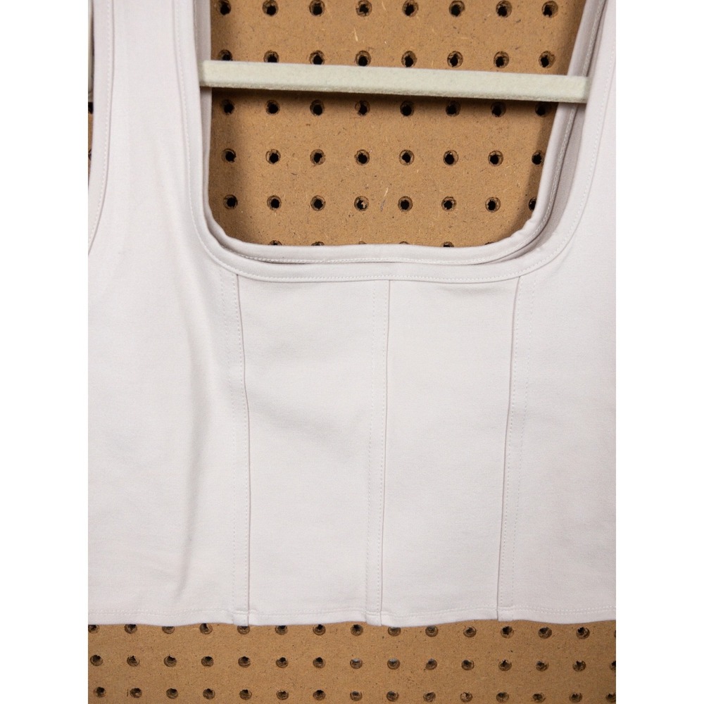 Hunter & Brown Womens Cream Square Neck Seamed Crop Tank Top Large NWOT - Picture 2 of 5